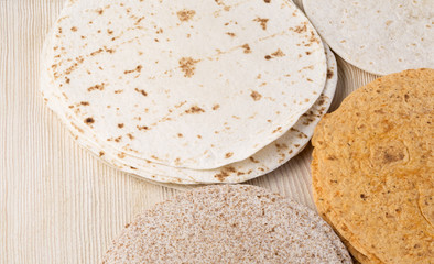 tortilla  on wooden table