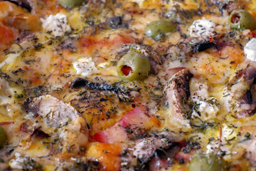Obraz na płótnie Canvas Macro delicious pizza background texture