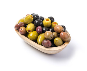 The green and black olives