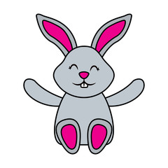 cute little bunny sitting animal happy vector illustration