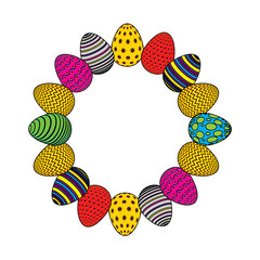 round frame decorative easter eggs ornament vector illustration