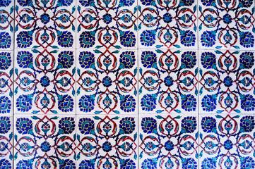 Beautiful surface of the table, made of vintage, ceramic tiles