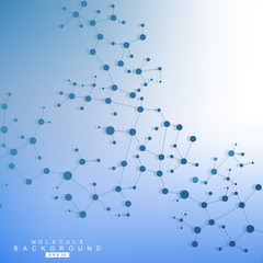 Structure molecule and communication. Dna, atom, neurons. Scientific concept for your design. Connected lines with dots. Medical, technology, chemistry, science background. Vector illustration.