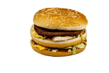 Big hamburger isolated on white background