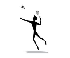 smash badminton player silhouette cartoon design