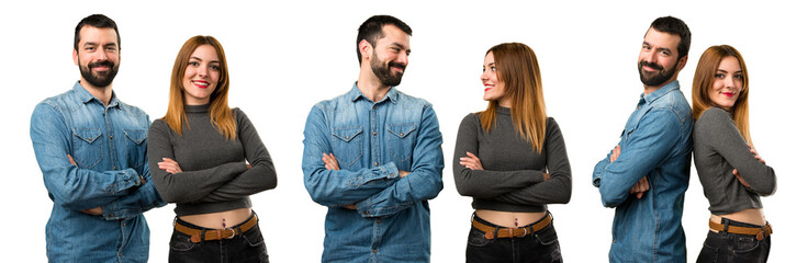 Set of Man and woman with their arms crossed