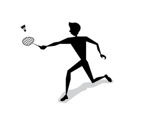 badminton player silhouette cartoon design