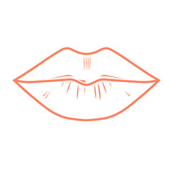 Woman full lips outline - kiss imprint