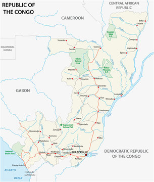 Republic Of The Congo Road Vector Map