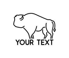 bison animal line logo design