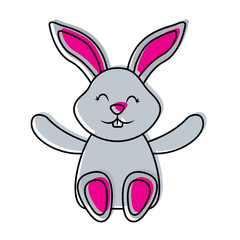 cute little bunny sitting animal happy vector illustration