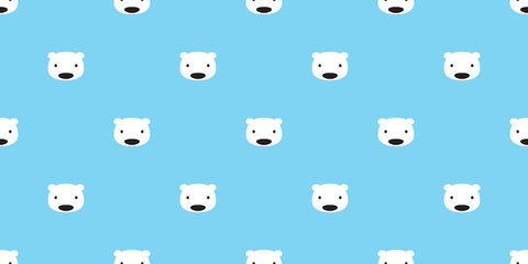 Bear seamless pattern vector polar bear teddy head isolated wallpaper background