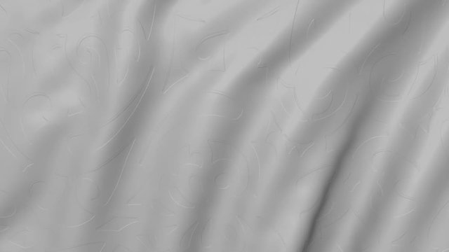 Textured grey fabric flutters in the wind. Animated movement of the canvas. The waves movements. 