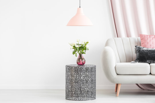 Side Table With Bouquet