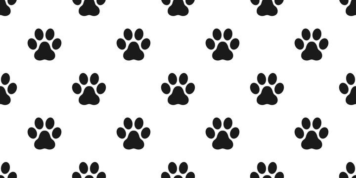  Dog Paw Seamless Pattern vector Cat paw footprint isolated wallpaper background backdrop