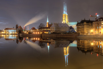 Fototapeta na wymiar Evening view of the old city Wroclaw, Poland.