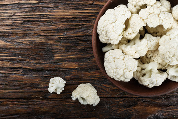 cauliflower on a wooden table