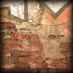 Urban Graffiti Grunge Brick Wall With Abstract Frame Background Texture