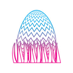 sweet cute decorative easter egg on grass vector illustration degrade color line image
