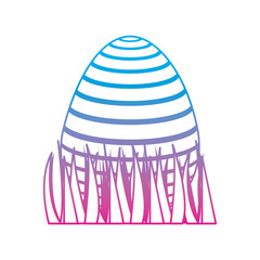 sweet cute decorative easter egg on grass vector illustration degrade color line image