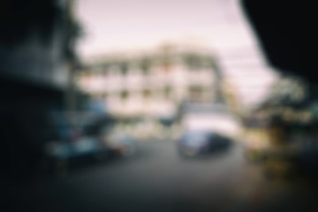 Blurred cityscape background scene.