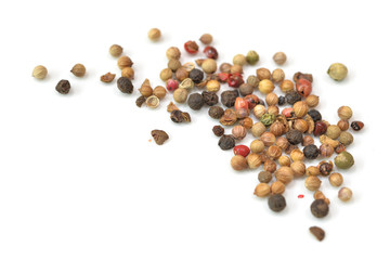 Peppercorn close up on white background - isolated