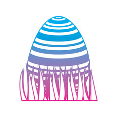 sweet cute decorative easter egg on grass vector illustration degrade color line image