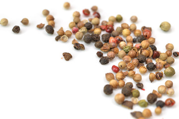 Peppercorn close up on white background - isolated