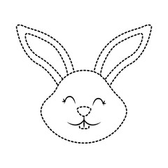 funny cute head rabbit ears animal cartoon vector illustration dotted line image