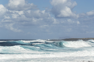 Fototapeta premium Ocean surf waves at La Santa, Lanzarote, Canary Islands, Spain