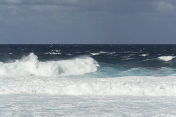 Naklejka premium Ocean surf waves at La Santa, Lanzarote, Canary Islands, Spain