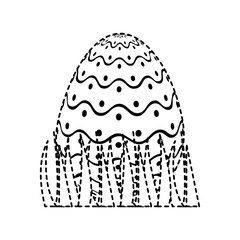 sweet cute decorative easter egg on grass vector illustration dotted line image