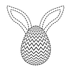 easter egg with rabbit ears decoration vector illustration dotted line image