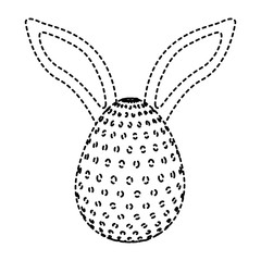 easter egg with rabbit ears decoration vector illustration dotted line image