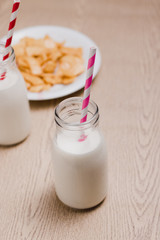 glass of fresh milk on the table