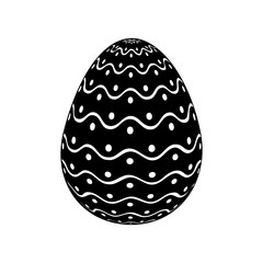 decorative easter egg dots and waves ornament vector illustration black and white image