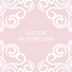 vector background with vintage decor, white and pink color