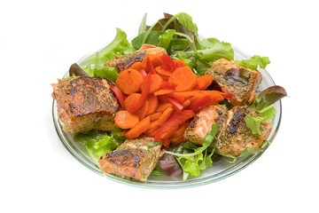 Grilled salmon on salad
