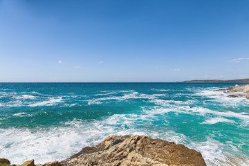 Rocky shore of the Adriatic sea after storm