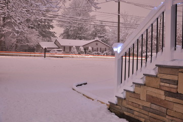 light post on snowy street