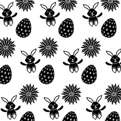 beautiful easter egg rabbit flower daisy decoration pattern vector illustration
