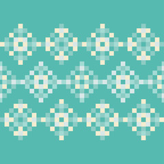 Seamless vector background with Norwegian snowflakes. The texture of the primitive snowflakes. Pixel snowflakes. Winter pattern. Textile rapport.