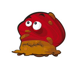 cartoon scene with some funny looking alien - white background - illustration for children