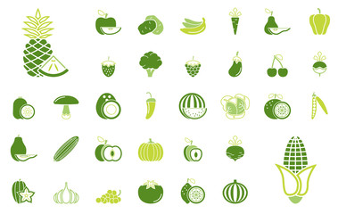 Obst und Gemüse - Iconset (Grün)