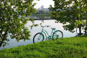 Fototapeta premium Moscow, Russia. Bicycle in the park