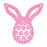 easter egg with rabbit ears decoration vector illustration pink neon image