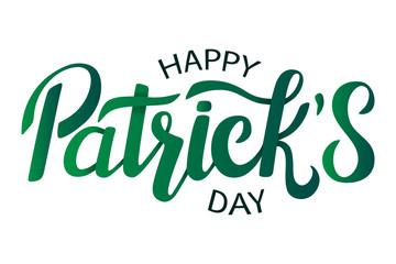 Vector illustration: Handwritten green elegant modern lettering emblem of Happy St. Patrick's Day.