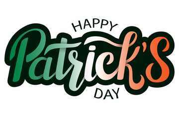 Vector illustration: Handwritten green elegant modern lettering emblem of Happy St. Patrick's Day.