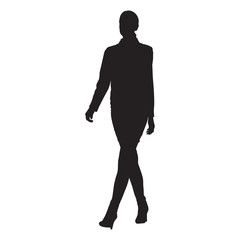 Businesswoman walking, isolated vector silhouette