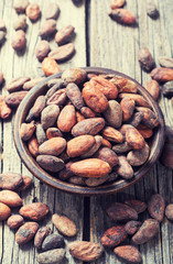 Cocoa beans in bowl